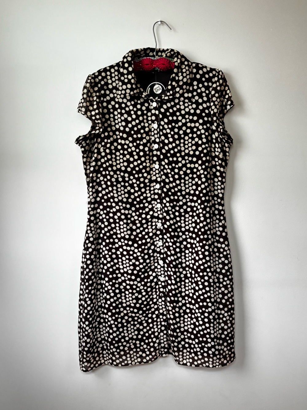 Voir Voir Black Dress with White Polka Dots